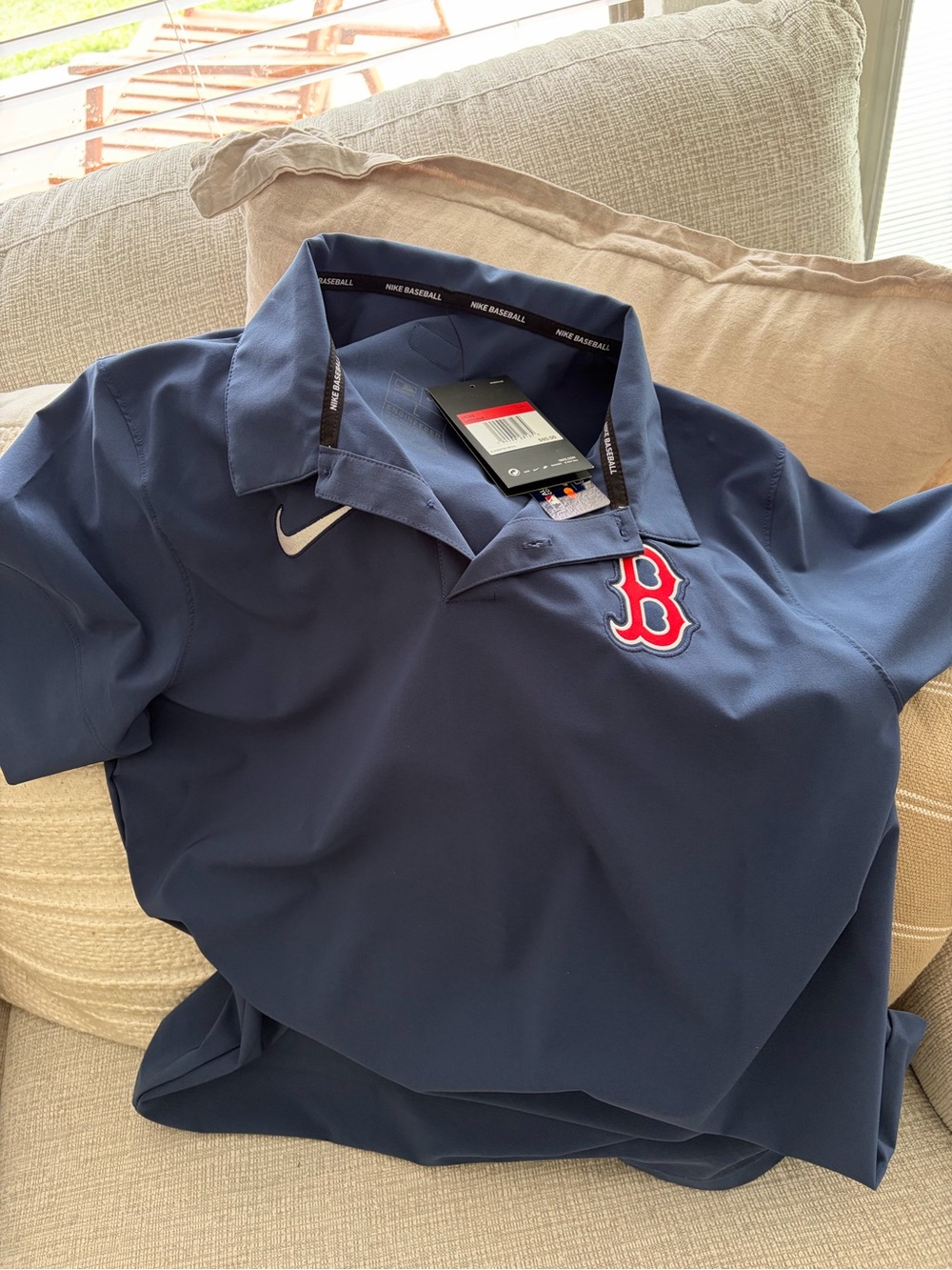 Nike Navy Polo with Red Boston B Logo